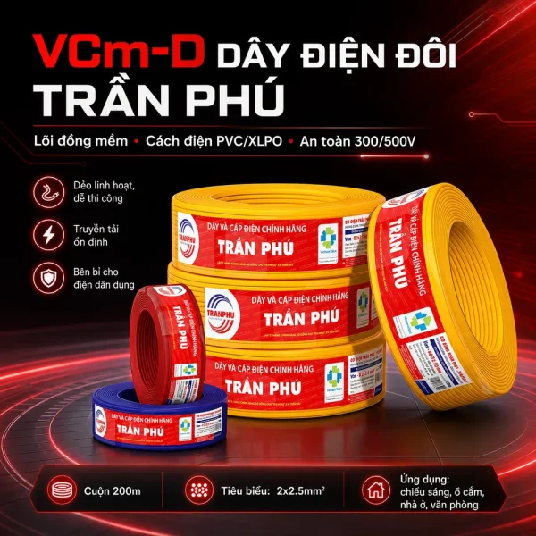 VCm-D Dây điện đôi Trần Phú chính hãng chất lượng