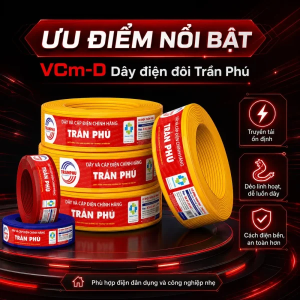 VCm-D Dây điện đôi Trần Phú chính hãng chất lượng