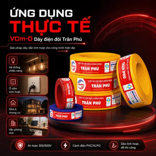 VCm-D Dây điện đôi Trần Phú chính hãng chất lượng