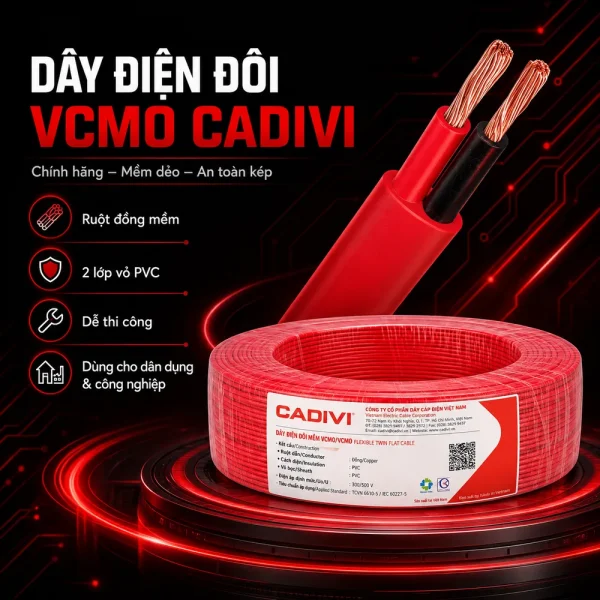 Vcmo dây điện đôi cadivi chính hãng