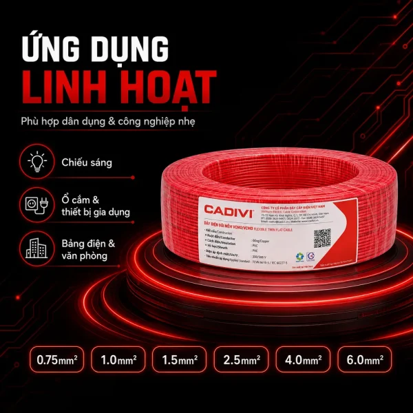 Vcmo dây điện đôi cadivi chính hãng