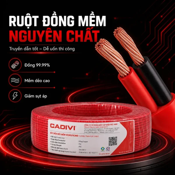 Vcmo dây điện đôi cadivi chính hãng