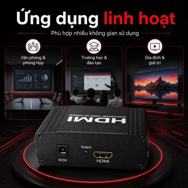 VGA To HDMI+RL Converter (Bộ chuyển đổi VGA sang HDMI)