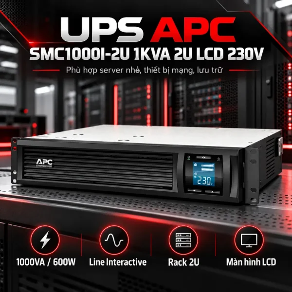 Bộ lưu điện UPS APC SMC1000I-2U 1KVA 2U LCD 230V