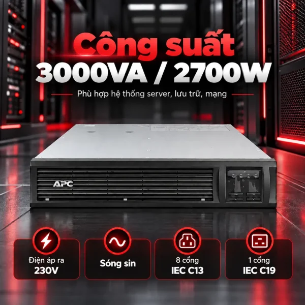 Bộ lưu điện UPS APC SMT3000RMI2U 3KVA LCD RM 2U 230V