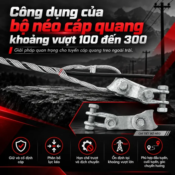 Bộ néo cáp quang ADSS, OPGW khoảng vượt 100 đến 300