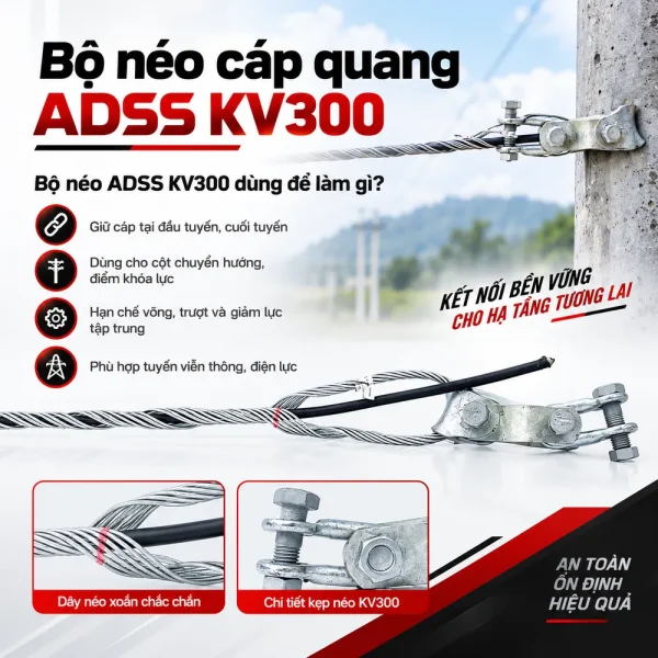 Bộ néo cáp quang treo ADSS khoảng vượt 300m