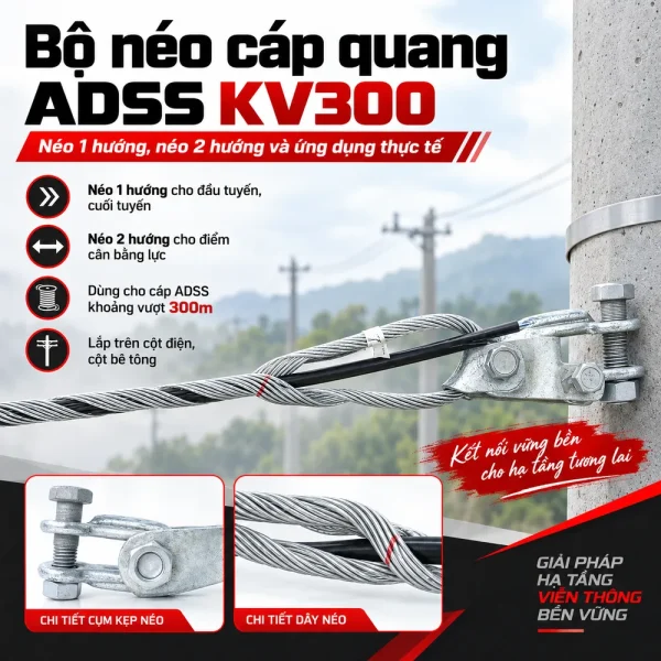 Bộ néo cáp quang treo ADSS khoảng vượt 300m