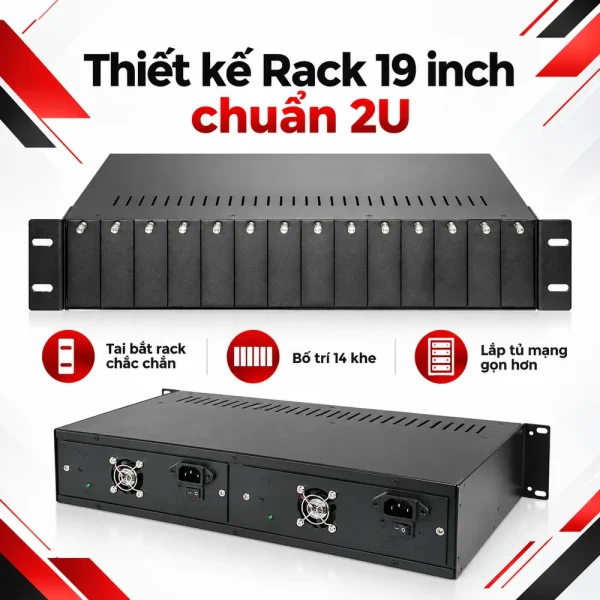 Bộ nguồn tập trung converter quang 14 khe cắm chính hãng