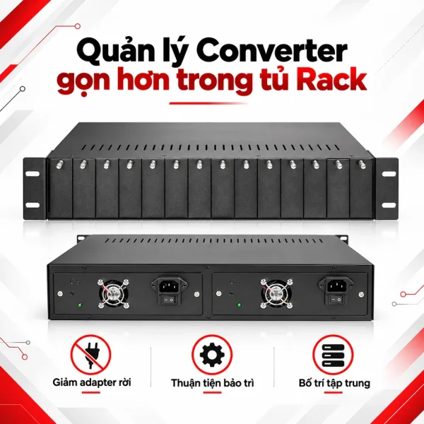 Bộ nguồn tập trung converter quang 14 khe cắm chính hãng