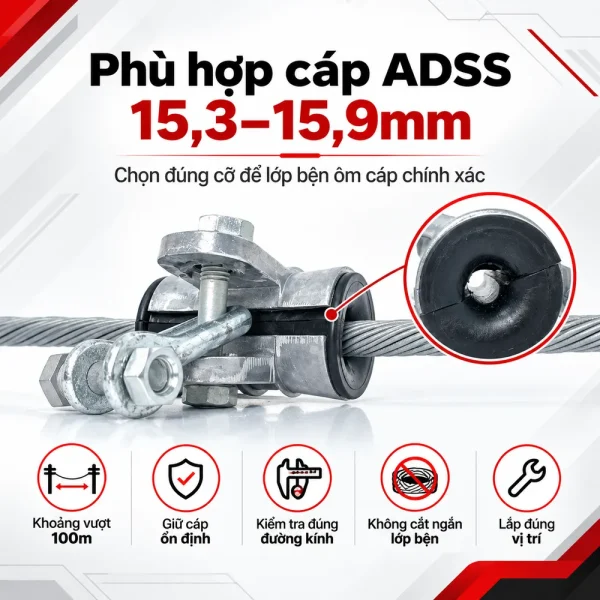 Bộ treo cáp quang ADSS khoảng vượt 100m