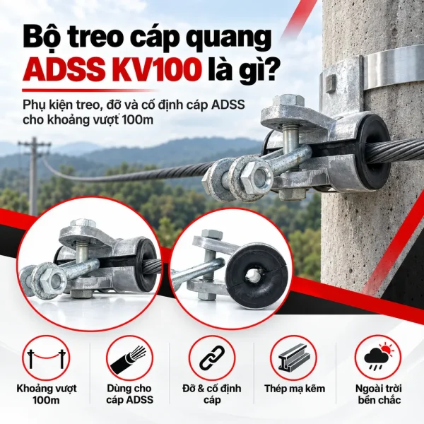 Bộ treo cáp quang ADSS khoảng vượt 100m