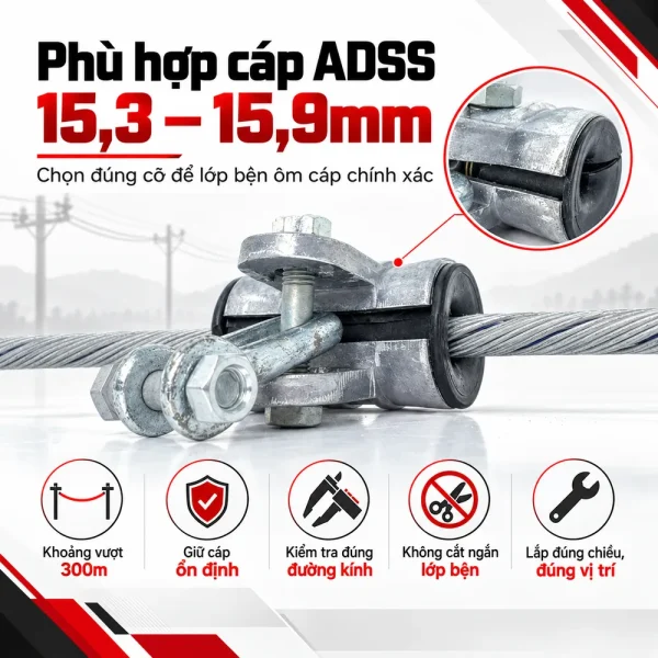 Bộ treo cáp quang ADSS khoảng vượt 300m