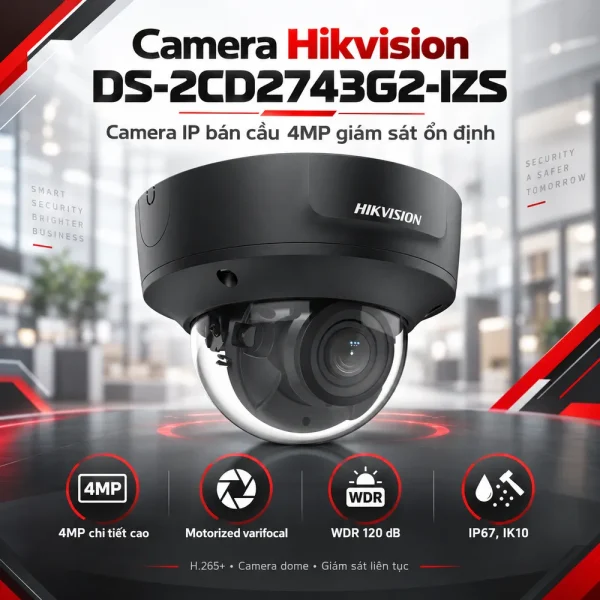 Camea Hikvision 4MP DS-2CD2743G2-IZS Bán Cầu