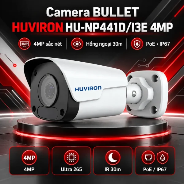 Camera BULLET hồng ngoại HUVIRON HU-NP441D/I3E 4MP