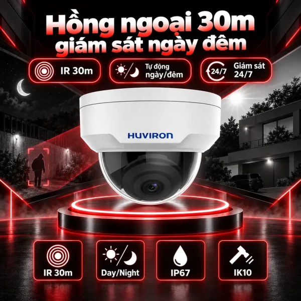Camera DOME hồng ngoại HUVIRON HU-ND421D/I3E 4MP