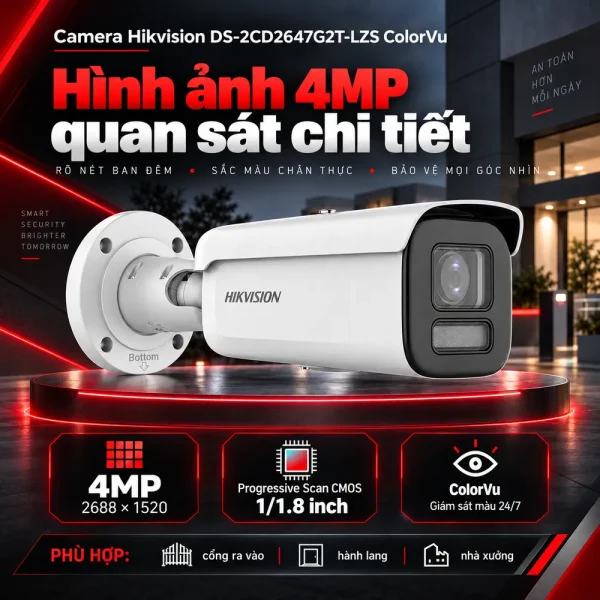 Camera Hikvision 4MP DS-2CD2647G2T-LZS ColorVu