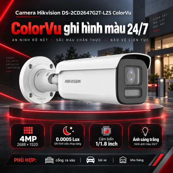 Camera Hikvision 4MP DS-2CD2647G2T-LZS ColorVu
