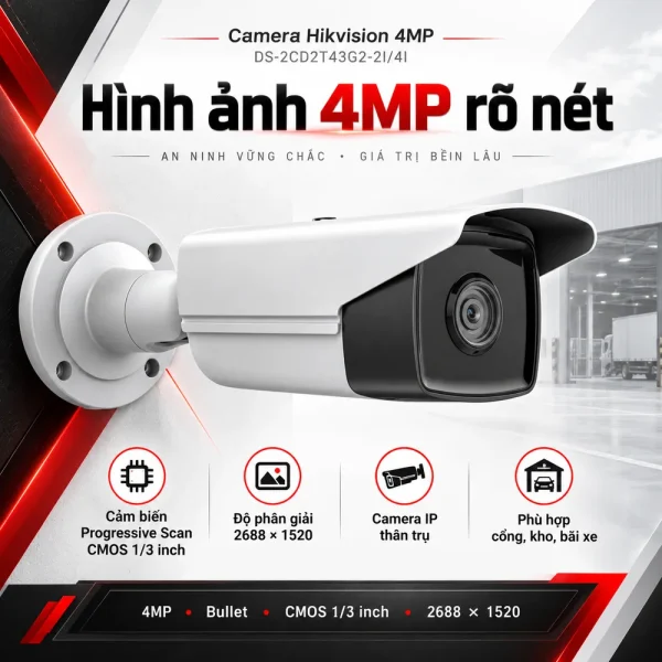 Camera Hikvision 4MP DS-2CD2T43G2-2I/4I (thân trụ)