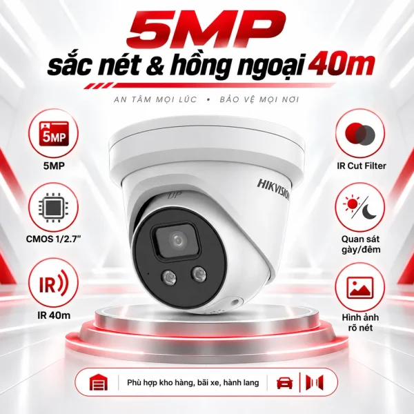 Camera Hikvision 5 MP AcuSense DS-2CD3356G2-ISU/SL