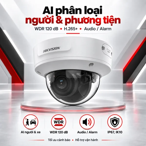 Camera Hikvision 6MP DS-2CD2763G2-IZS (hình bán cầu)