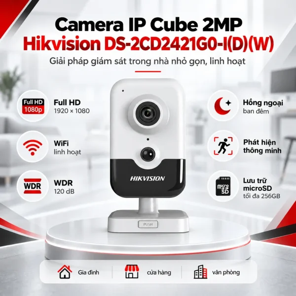 Camera IP Cube 2MP Hikvision DS-2CD2421G0-I(D)(W)