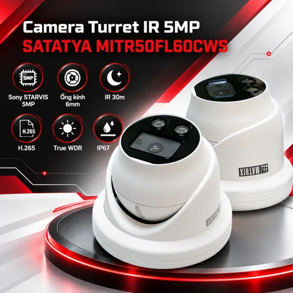 Camera Turret IR 5MP SATATYA MITR50FL60CWS với ống kính 6 mm