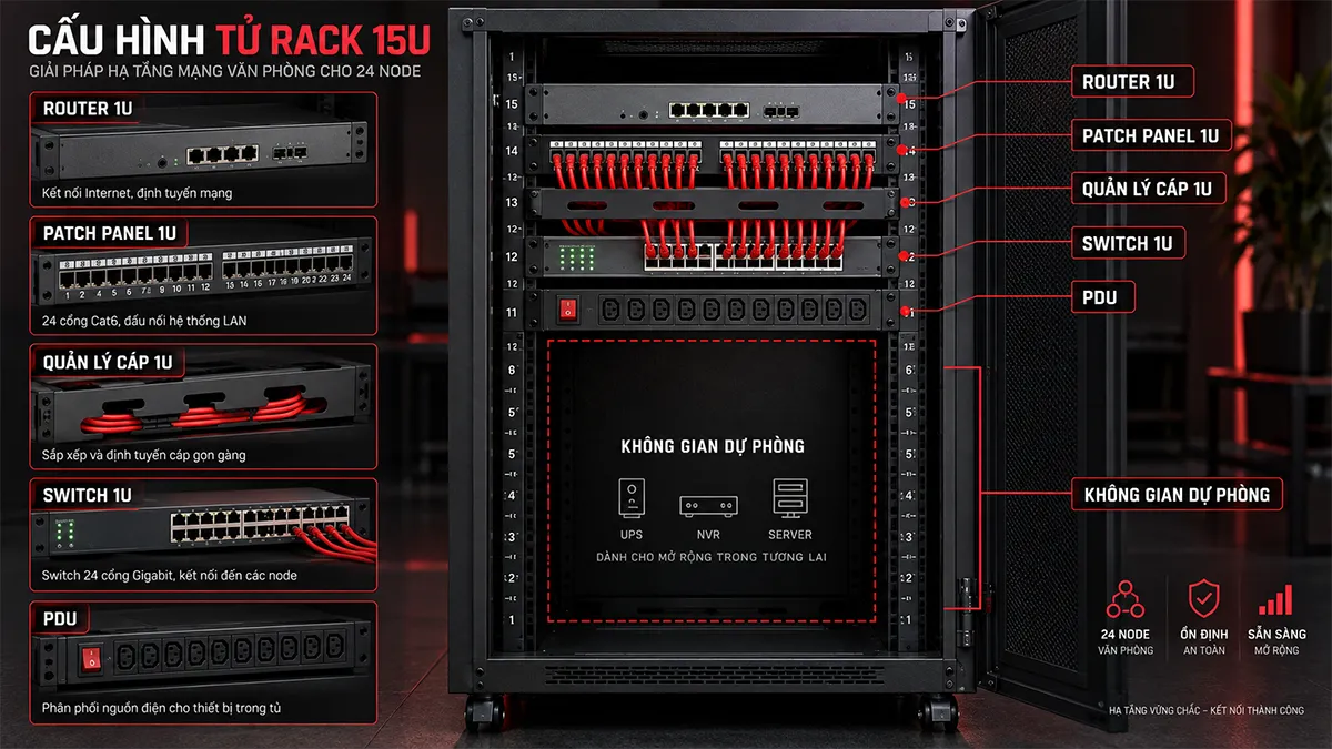 cấu hình tủ rack 15U