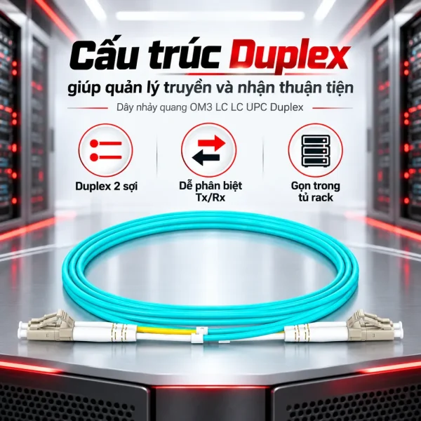 Dây nhảy quang OM3 LC LC UPC Duplex