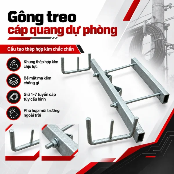 Gông treo cáp quang dự phòng