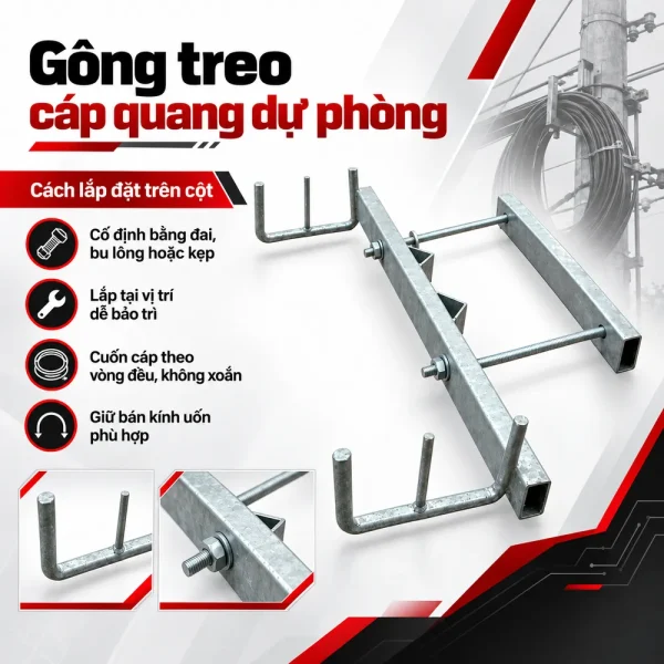 Gông treo cáp quang dự phòng