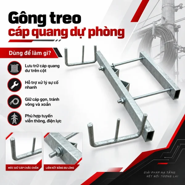 Gông treo cáp quang dự phòng