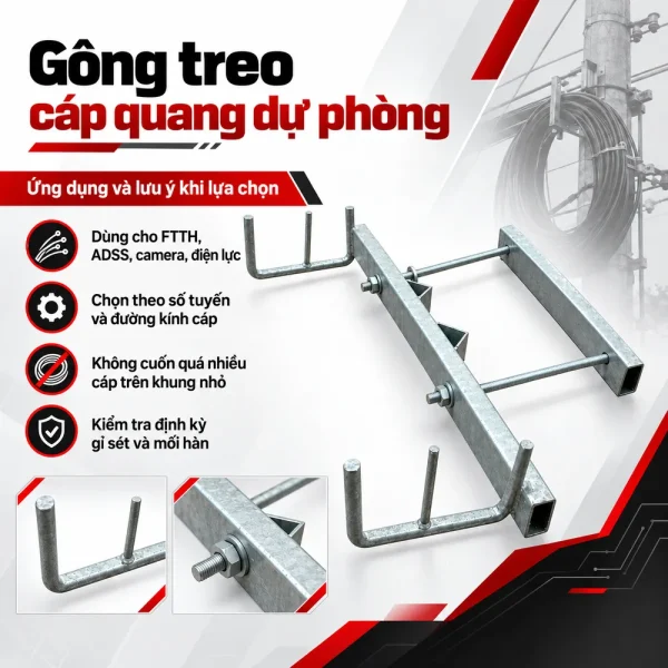 Gông treo cáp quang dự phòng