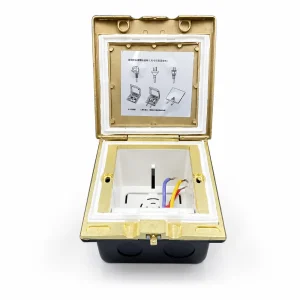 Hộp điện âm sàn, chống nước bằng đồng Tenko TK-J06 Màu Vàng