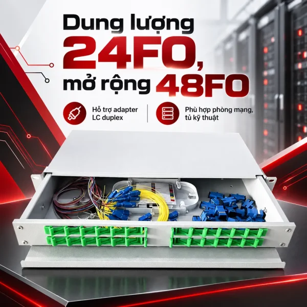 Hộp phối quang khay trượt lắp rack 24FO