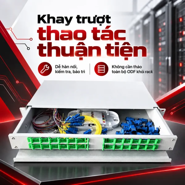 Hộp phối quang khay trượt lắp rack 24FO