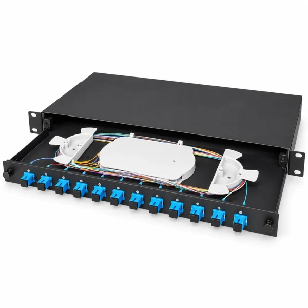 Hộp phối quang ODF 12FO đầy đủ phụ kiện lắp rack 19 inch