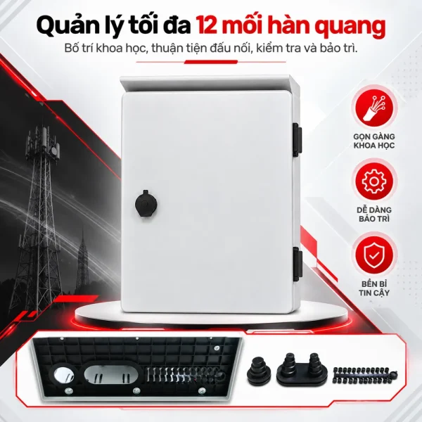 Hộp phối quang ODF 12FO outdoor vỏ kim loại