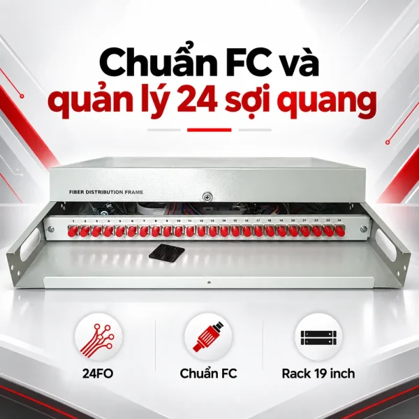 Hộp phối quang ODF 24 Core trong nhà chuẩn FC