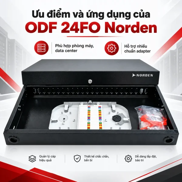 Hộp phối quang ODF 24FO lắp rack Norden 321-2LC024BK