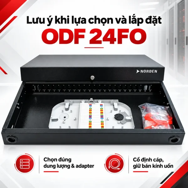 Hộp phối quang ODF 24FO lắp rack Norden 321-2LC024BK
