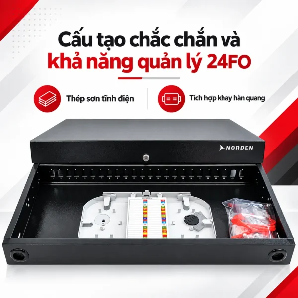 Hộp phối quang ODF 24FO lắp rack Norden 321-2LC024BK