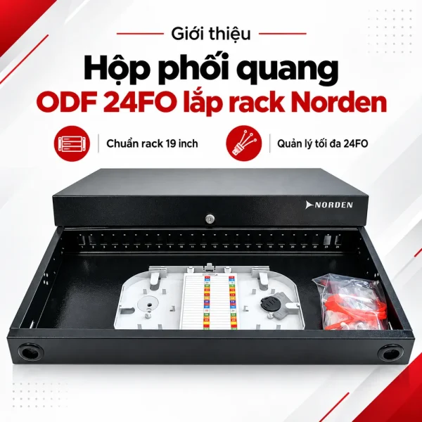 Hộp phối quang ODF 24FO lắp rack Norden 321-2LC024BK