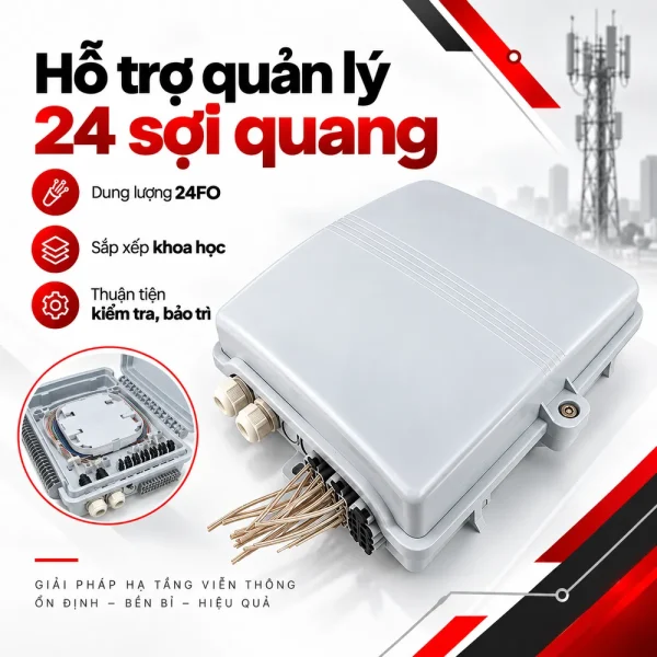 Hộp phối quang ODF 24FO outdoor ngoài trời đầy đủ phụ kiện
