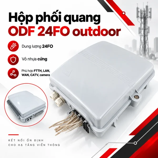 Hộp phối quang ODF 24FO outdoor ngoài trời đầy đủ phụ kiện