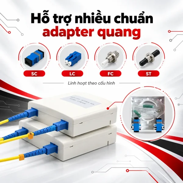 Hộp phối quang ODF 2FO treo tường đầy đủ phụ kiện