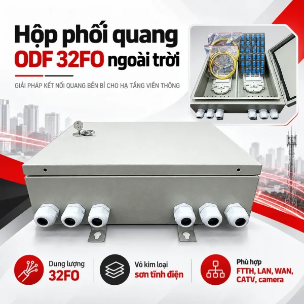 Hộp phối quang ODF 32FO outdoor ngoài trời vỏ kim loại