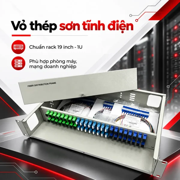 Hộp phối quang ODF 48FO khay trượt lắp rack