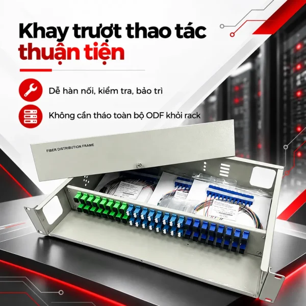 Hộp phối quang ODF 48FO khay trượt lắp rack