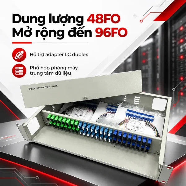 Hộp phối quang ODF 48FO khay trượt lắp rack